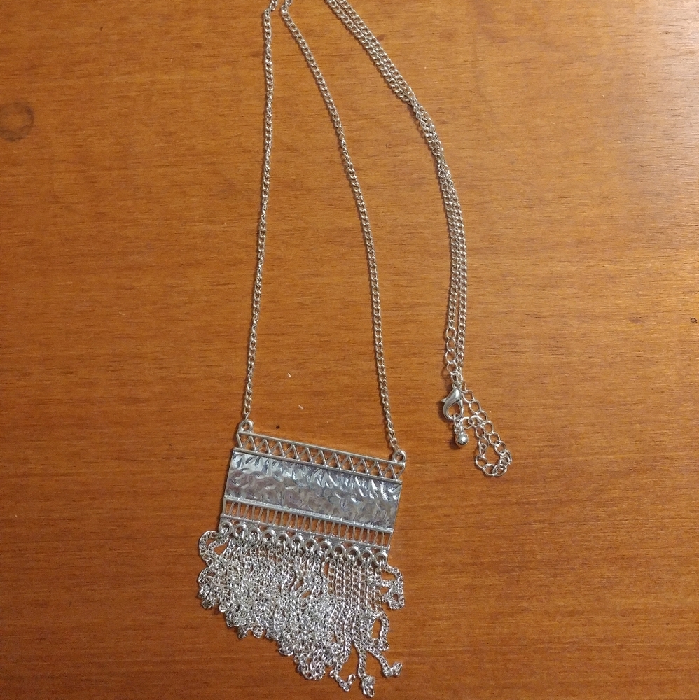 Silver Chain Tassel Necklace